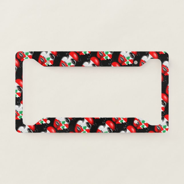 Lebanon Flag and Map on girl's face License Plate Frame (Front)