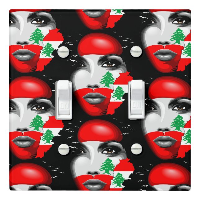 Lebanon Flag and Map on girl's face Light Switch Cover (In Situ)