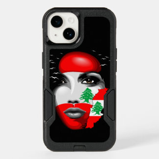 Lebanon Flag and Map on girl's face OtterBox iPhone 14 Case