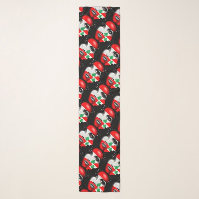 Lebanon Flag and Map on girl's face Scarf (Front)