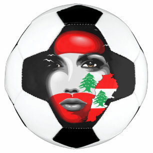 Lebanon Flag and Map on girl's face Soccer Ball