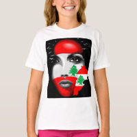 Lebanon Flag and Map on girl's face
