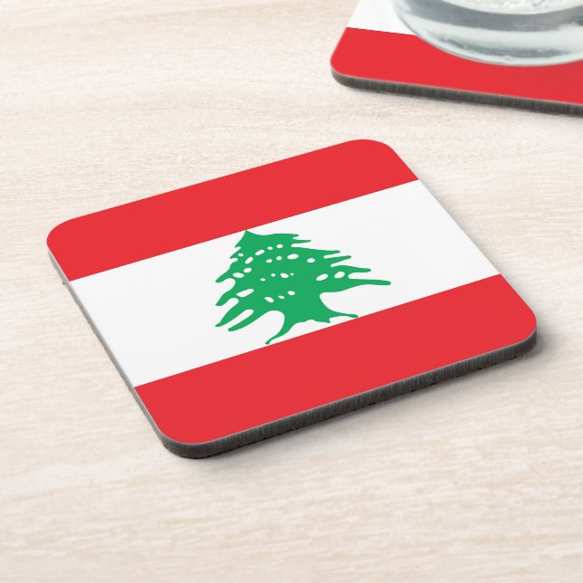 Lebanon flag beverage coaster (Left Side)