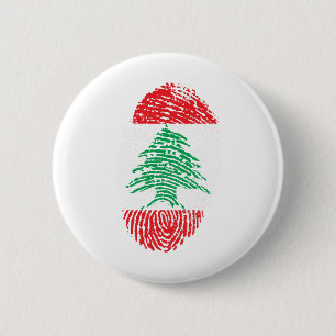Lebanon Flag Fingerprint Country Pride Button