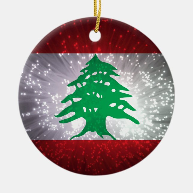 Lebanon Flag Firework Ceramic Ornament (Front)