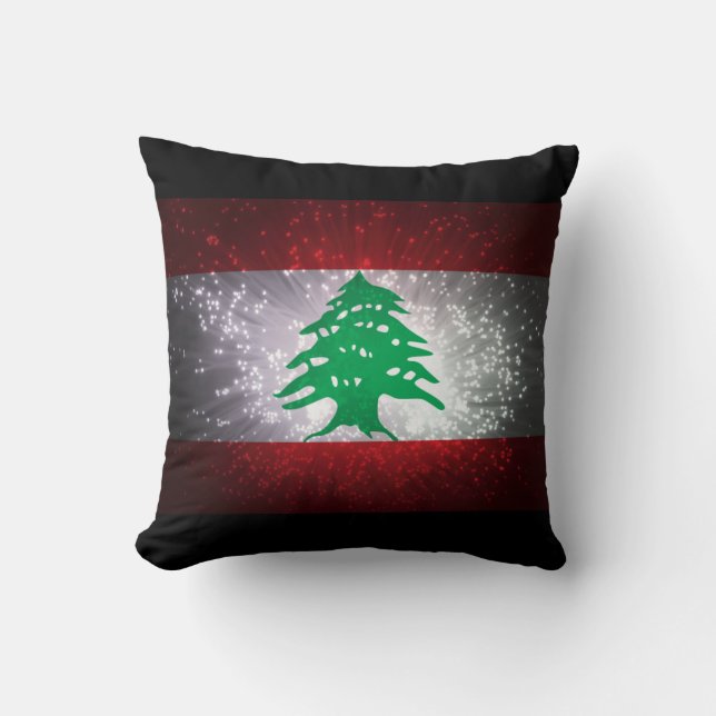 Lebanon Flag Firework Throw Pillow (Front)