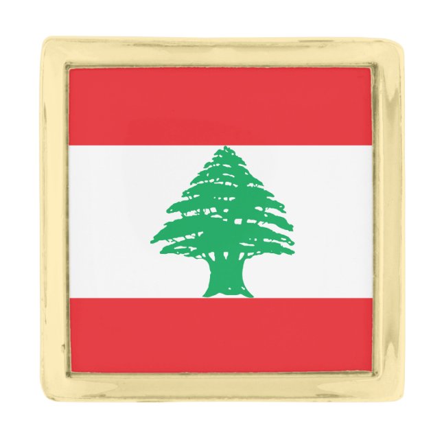 Lebanon Flag Gold Finish Lapel Pin (Front)