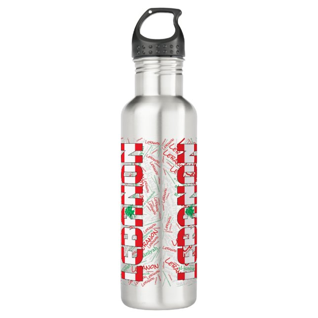 Lebanon Flag Gorgeous Patriotic Stainless Steel Water Bottle (Front)