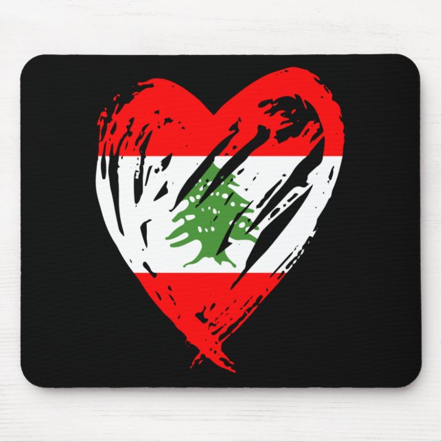 Lebanon Flag Heart Gift Mouse Pad (Front)