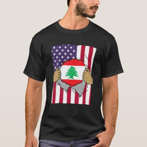 Lebanon Flag Inside Me Home Pride Lebanese America T_Shirt