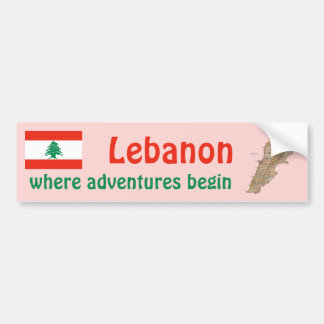 Lebanon Flag + Map Bumper Sticker