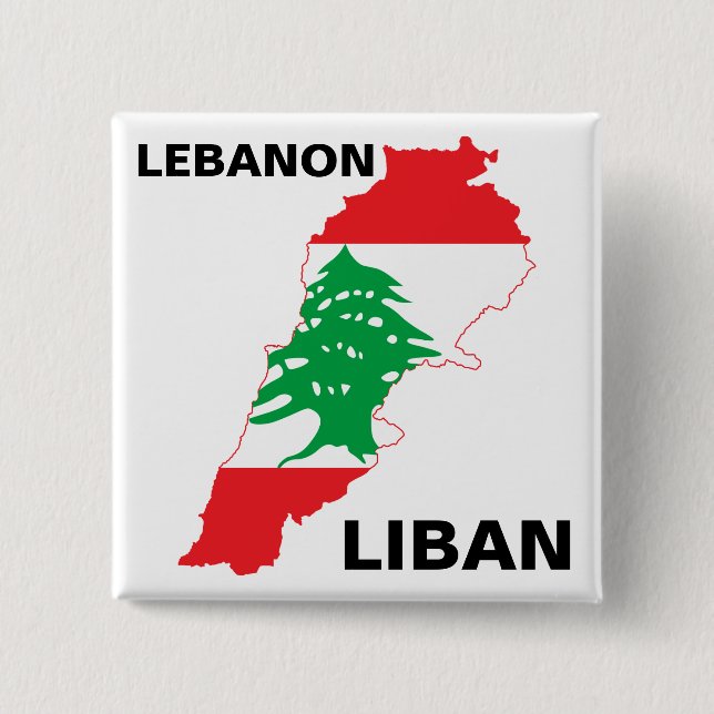 Lebanon Flag Map Button (Front)
