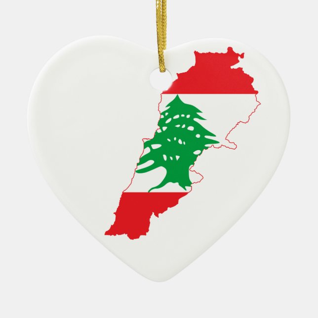 Lebanon Flag Map Ceramic Ornament (Front)