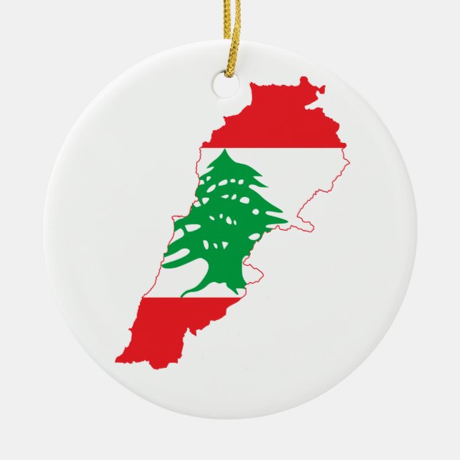 Lebanon Flag Map Ceramic Ornament (Front)