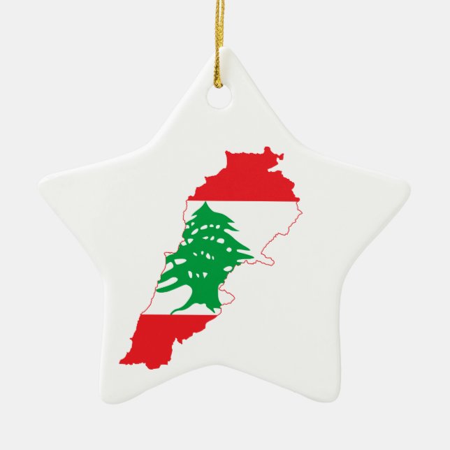Lebanon Flag Map Ceramic Ornament (Front)