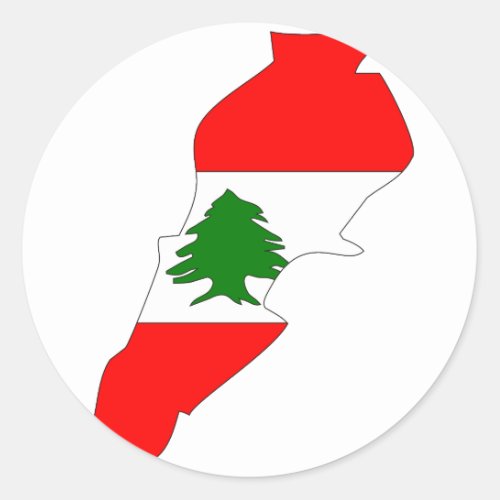 Lebanon flag map classic round sticker
