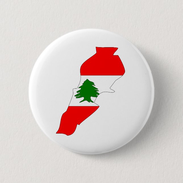 Lebanon Flag Map full size Button (Front)
