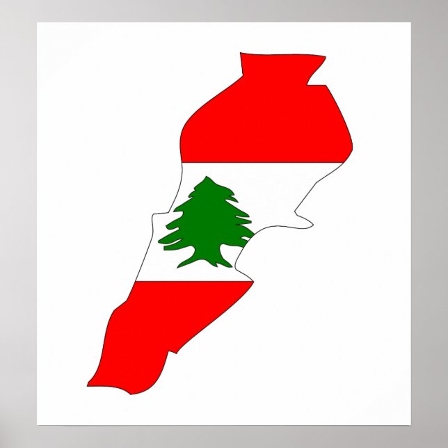 Lebanon Flag Map full size Poster (Front)