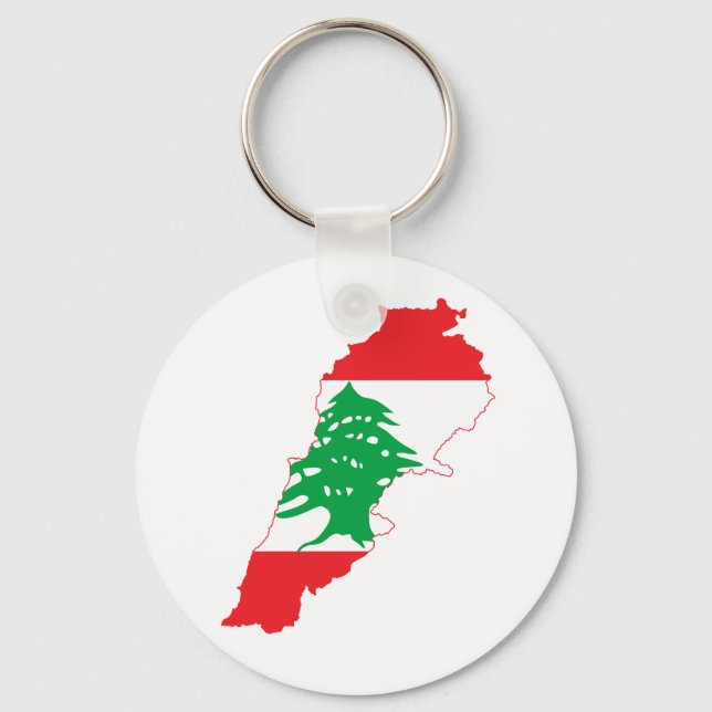 Lebanon Flag Map Keychain (Front)