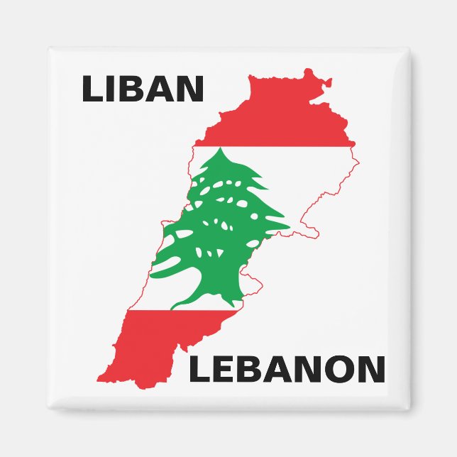 Lebanon Flag Map Magnet (Front)