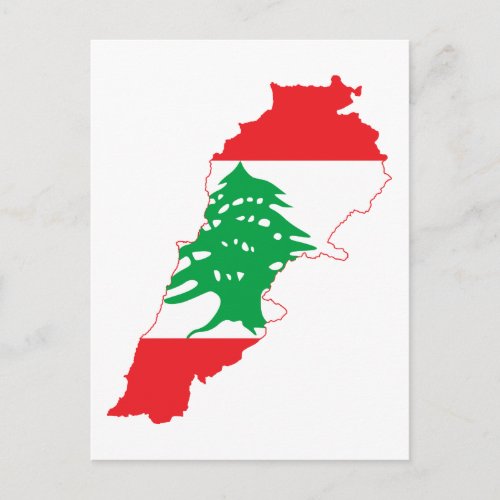 Lebanon Flag Map Postcard
