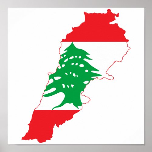 Lebanon Flag Map Poster