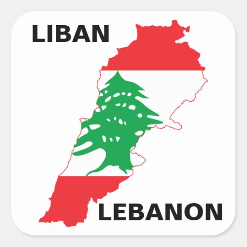 Lebanon Flag Map Square Sticker