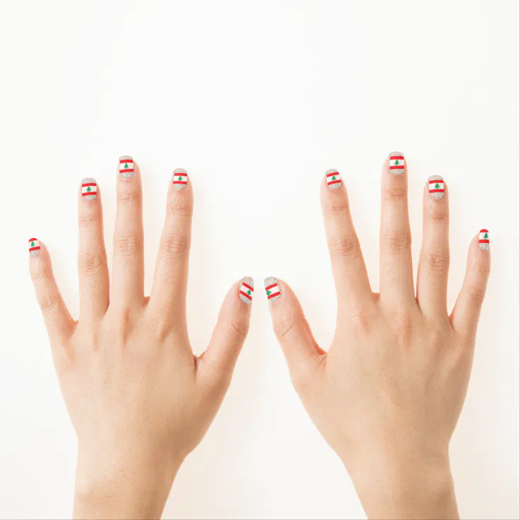 Lebanon Flag Minx Nail Art