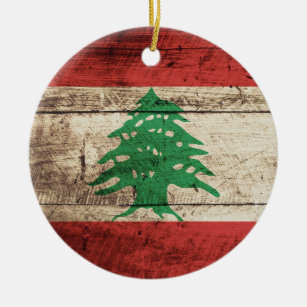 Lebanon Ceramic Christmas Ornament Vintage Style Print Lebanese Flag Map Porcelain Gift Holiday Decoration World Heritage Travel Themed