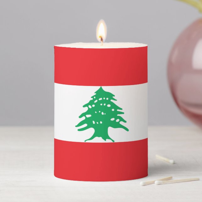 Lebanon flag pillar candle (In Situ)