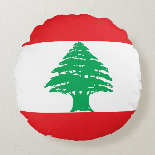 Lebanon Flag Round Pillow (Front)