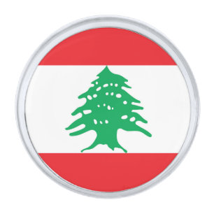 Lebanon flag silver finish lapel pin
