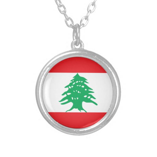 Lebanon Flag Silver Plated Necklace