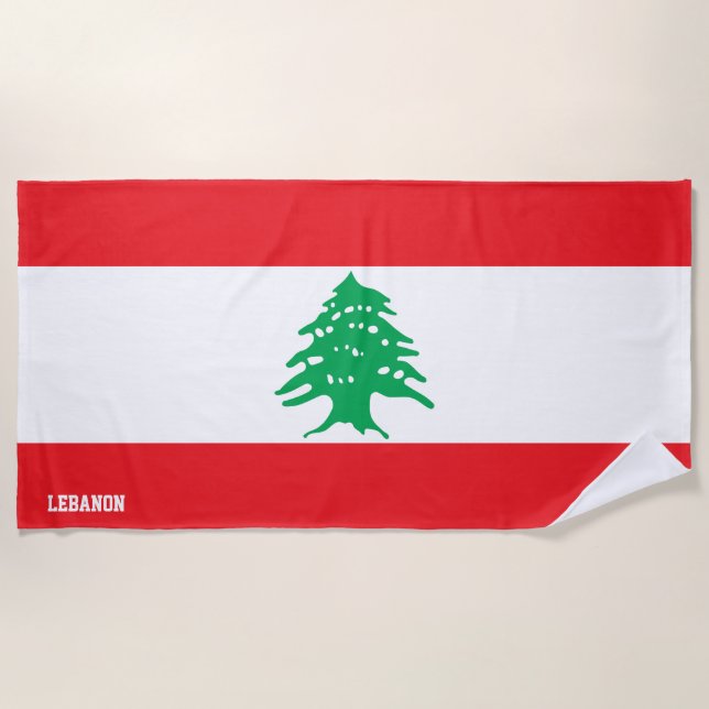 Lebanon Flag Splendid Patriotic Beach Towel (Front)