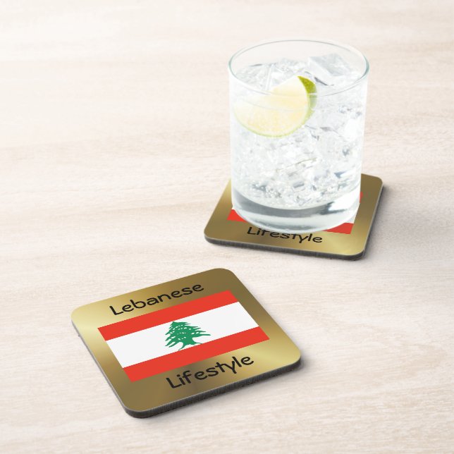Lebanon Flag+Text Coaster (Right Side)