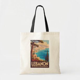 Lebanon Landscape Illustration Travel Art Vintage Tote Bag