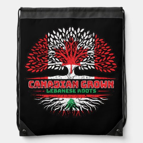 Lebanon Lebanese Canadian Canada Tree Roots Flag Drawstring Bag