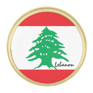 Lebanon & Lebanese Flag / business Gold Finish Lapel Pin