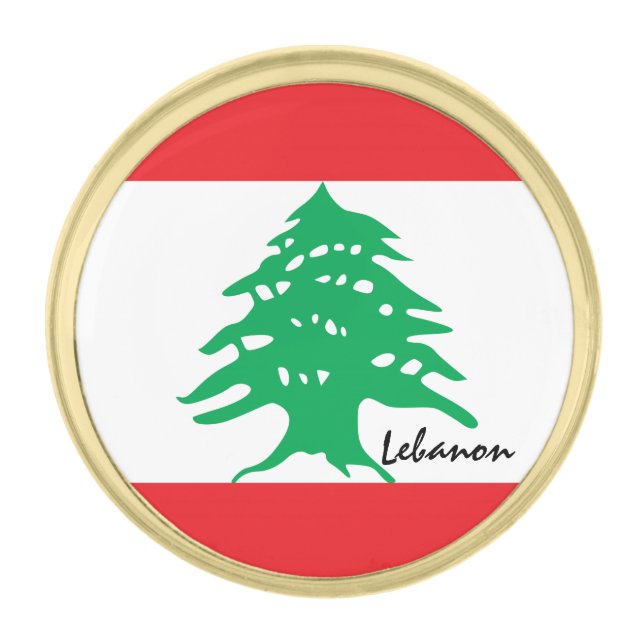 Lebanon & Lebanese Flag / business Gold Finish Lapel Pin (Front)