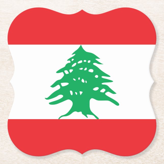 Lebanon (Lebanese) Flag Paper Coaster (Front)