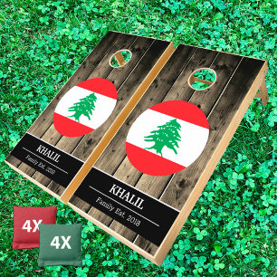 Lebanon & Lebanese Flag Rustic Wood / Family fun Cornhole Set