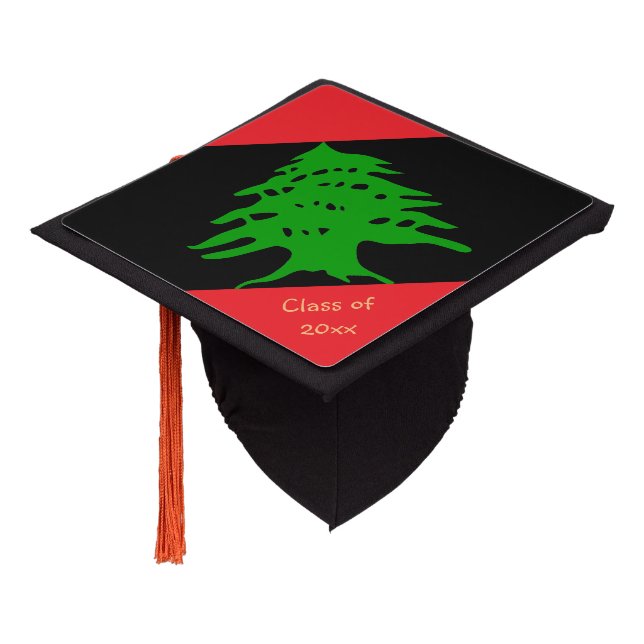 Lebanon & Lebanese Flag - Students BL / University Graduation Cap Topper (Angled)