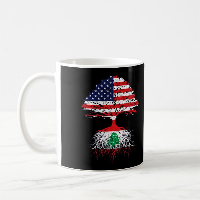 Lebanon Lebanese Us Flag Roots Immigrant Naturaliz Coffee Mug (Left)