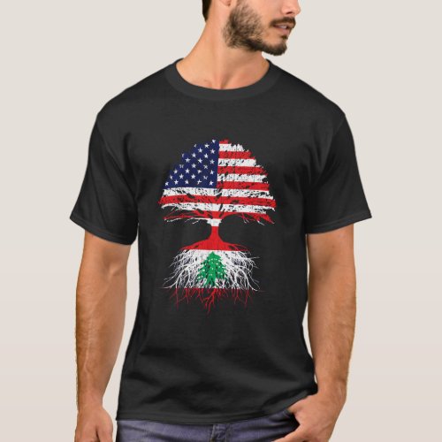 Lebanon Lebanese Us Flag Roots Immigrant Naturaliz T_Shirt