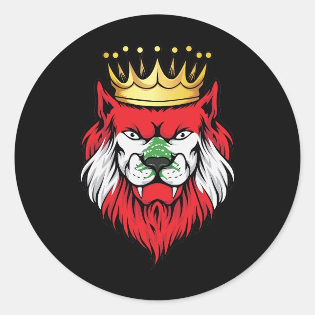Lebanon  Lion King Flag Classic Round Sticker (Front)