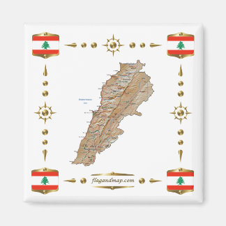 Lebanon Map + Flags Magnet