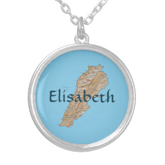 Lebanon Map + Name Necklace