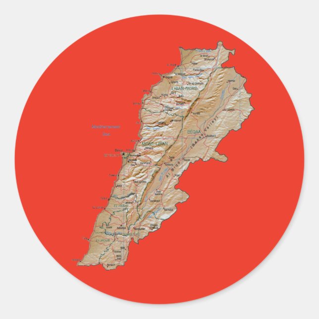 Lebanon Map Sticker (Front)