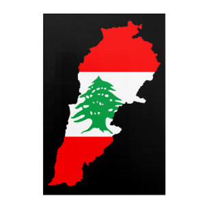 Lebanon Map with Flag Acrylic Print