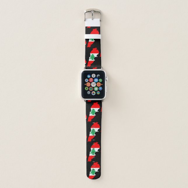 Lebanon Map with Flag Apple Watch Band (Front)